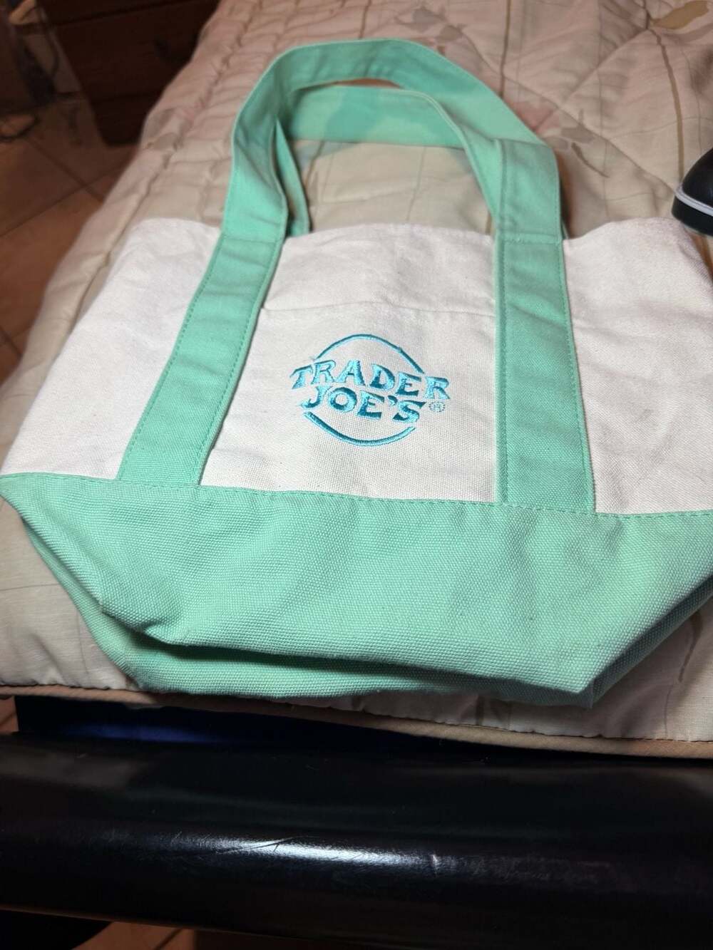 Trader Joe's 2025 Limited Edition Pastel Mint Green Mini Canvas Tote Bag